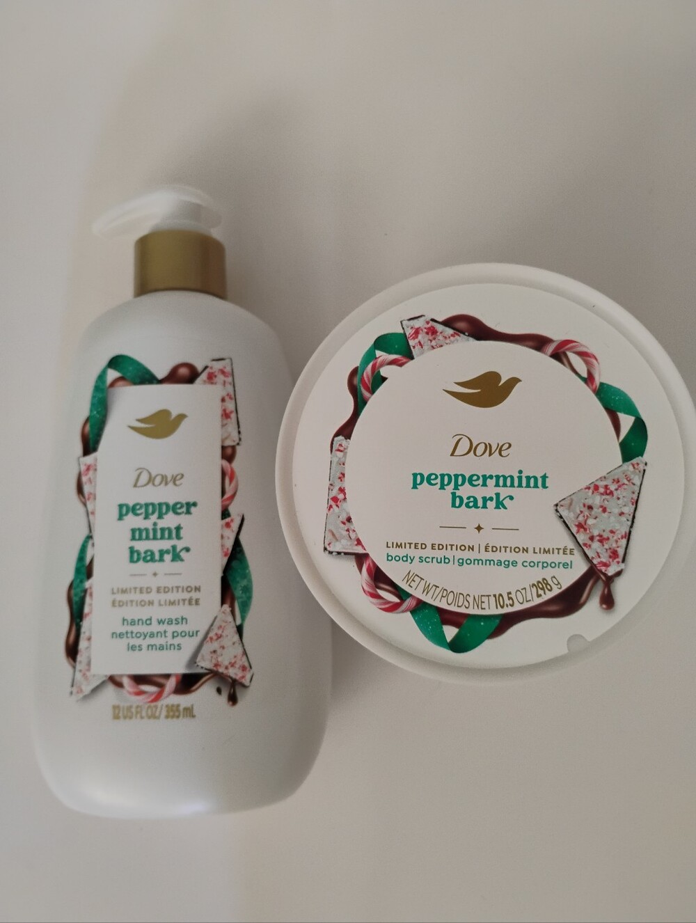 Dove Peppermint Bark Moisturizing Hand Soap & Body Scrub Limited Edition Holiday